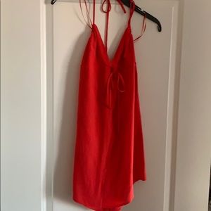 Red halter dress